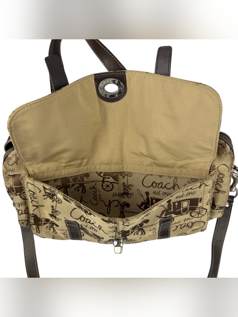 Coach Horse & Carriage Monogram Satchel - Picture 7 of 11